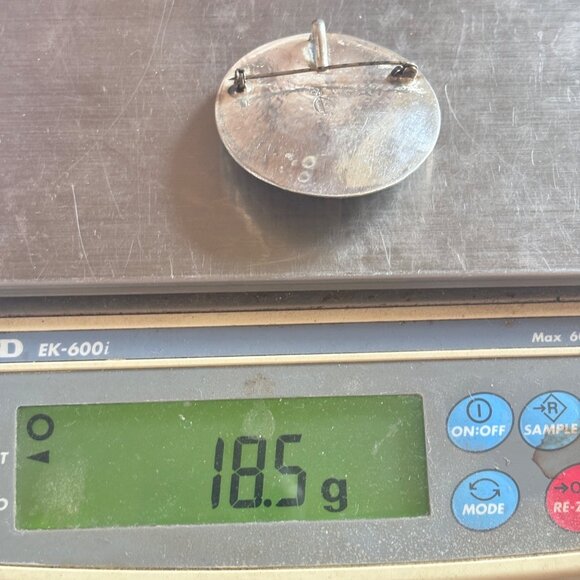 VTG Sterling Silver 925 Mayan Calendar Sun Textured Brooch Size 2" Diameter - Picture 10 of 10